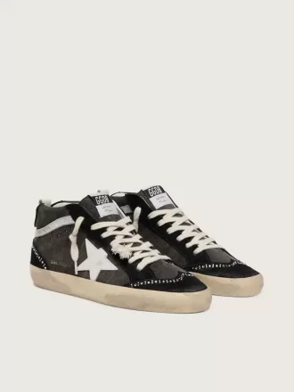 Mid Star LTD i sort denim med ruskindsindsatser med Swarovski-krystaller
