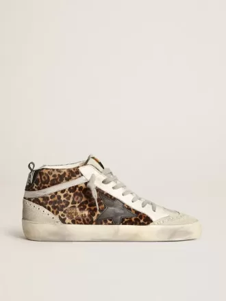 Mid Star til kvinder i leopardprintet ponyskind med sort stjerne