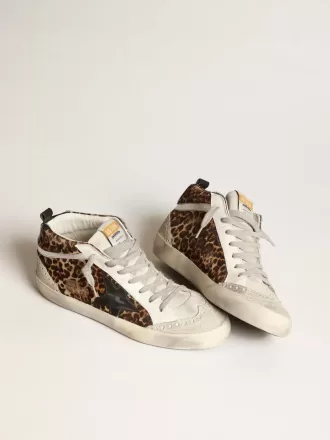 Mid Star til kvinder i leopardprintet ponyskind med sort stjerne