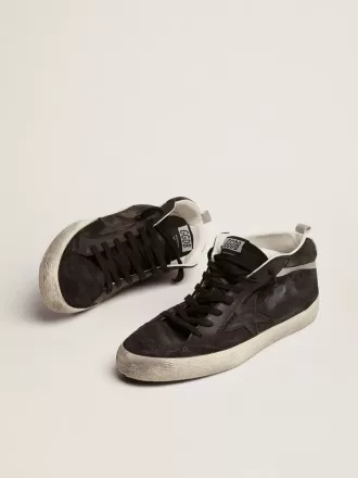 Mid Star til mænd i nubuck med sort læderstjerne og sølvfarvet flash