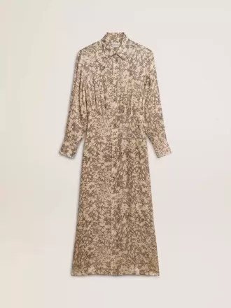 Midi-kjole i silke-blanding til kvinder med blomsterprint Midi-kjole i silke-blanding til kvinder med blomsterprint