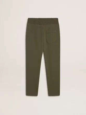 Militærgrønne joggingbukser til drenge med hvide stjerner Militærgrønne joggingbukser til drenge med hvide stjerner
