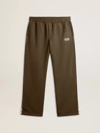 Militærgrønne joggingbukser til mænd med hvidt logo