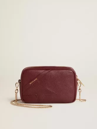 Mini Star Bag i vinrødt læder med tone-i-tone stjerne