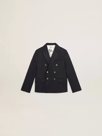 Mørkeblå dobbeltradet blazer med knapper til drenge