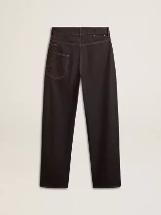 Mørkeblå jeans med brede ben til mænd i one-wash denim
