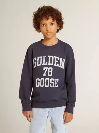 Mørkeblå sweatshirt til drenge med hvidt print