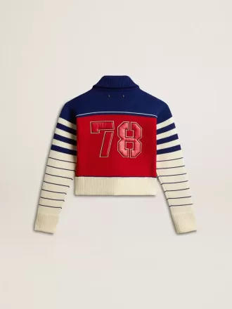 Multicolor stribet kort sweatshirt i uld til kvinder