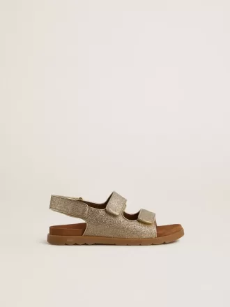 Noa Junior sandaler i mikroglitter og platinlæder