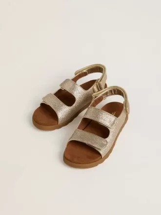 Noa Junior sandaler i mikroglitter og platinlæder