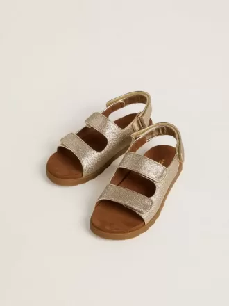 Noa Young sandaler i mikroglitter og platinlæder Noa Young sandaler i mikroglitter og platinlæder