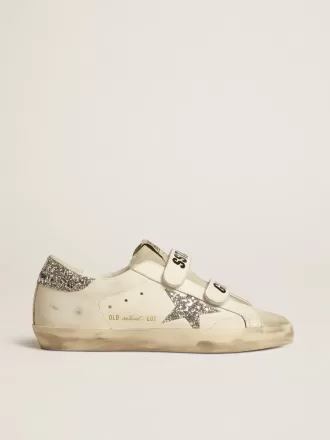 Old School til kvinder med sølvglitterstjerne og isgrå ruskindstunge