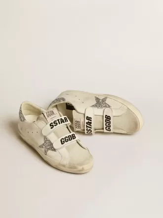 Old School til kvinder med sølvglitterstjerne og isgrå ruskindstunge