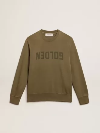 Olivenfarvet sweatshirt til mænd med Golden-logo