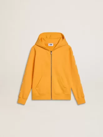 Orange sweatshirt til drenge med lynlås