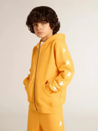 Orange sweatshirt til drenge med lynlås