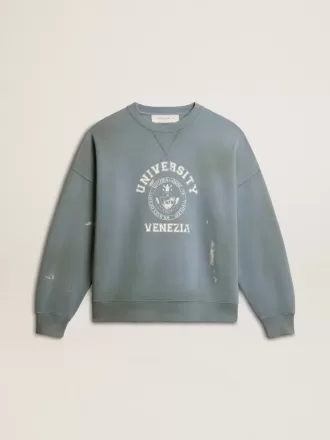 Oversized sweatshirt i babyblå med distressed finish Oversized sweatshirt i babyblå med distressed finish