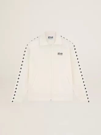 Papyrus hvid sweatshirt med lynlås og sorte stjerner til mænd