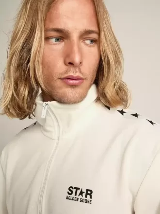 Papyrus hvid sweatshirt med lynlås og sorte stjerner til mænd