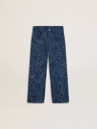 Pigejeans i medium vask med print