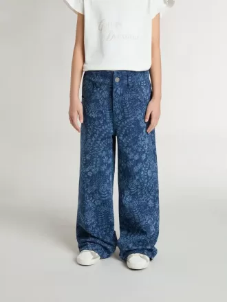 Pigejeans i medium vask med print