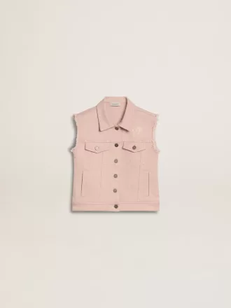 Pigevest i pink denim