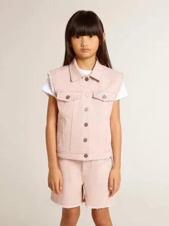 Pigevest i pink denim
