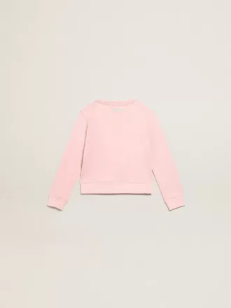 Pink sweatshirt med stor stjerne i sølvglitter på fronten