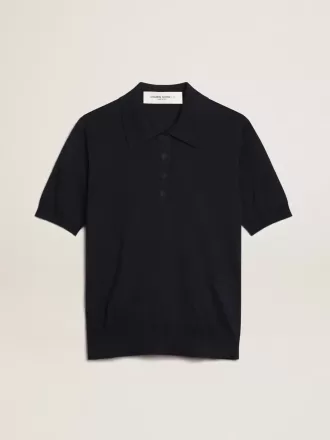 Polo til kvinder i marineblå merinould