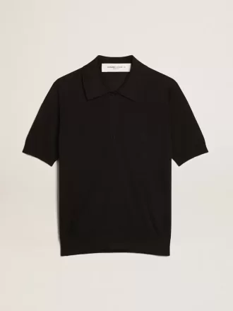 Polo til kvinder i sort merinould