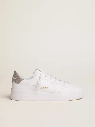 Purestar sneakers til kvinder med glitteragtig sølvfarvet hælkappe