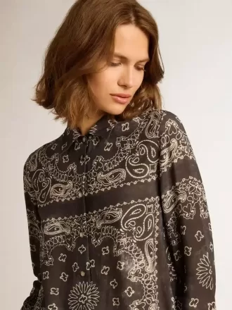 Pyjamas-skjorte i antracitgrå med paisley-print