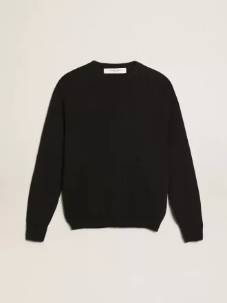 Runde hals sweater til kvinder i mørkeblå bomuld med logo på ryggen