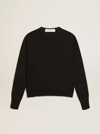 Rundehalet sweater til kvinder i sort uld