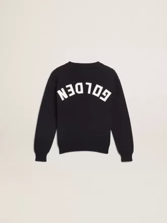 Rundhalset sweater i mørkeblå bomuld Rundhalset sweater i mørkeblå bomuld