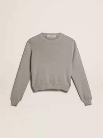 Rundhalset sweater til kvinder i grå bomuld