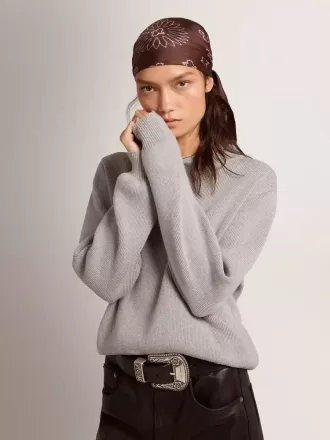 Rundhalset sweater til kvinder i grå bomuld