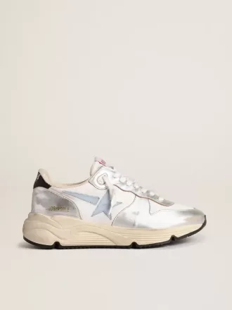 Running Sole i nylon og sølvfarvet metallisk læder med lyseblå stjerne