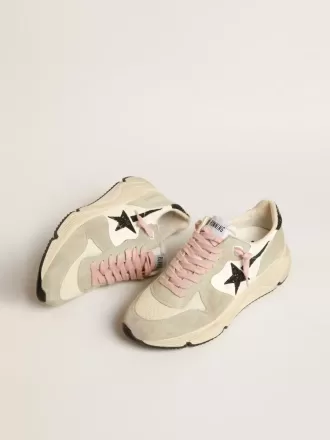 Running Sole med grå ruskindsindsatser og sort glitterstjerne