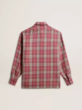 Skjorte med boxy pasform og broderi i rosa, sandfarvet og gråt ternet mønster Skjorte med boxy pasform og broderi i rosa, sandfarvet og gråt ternet mønster