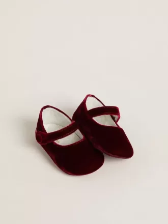 Sofi Baby balletflade sko i burgunderfarvet fløjl og ruskind Sofi Baby balletflade sko i burgunderfarvet fløjl og ruskind