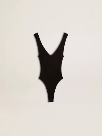 Sort bodysuit med V-hals til kvinder