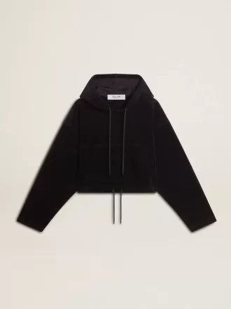 Sort chenille-sweatshirt til kvinder med broderi på ryggen