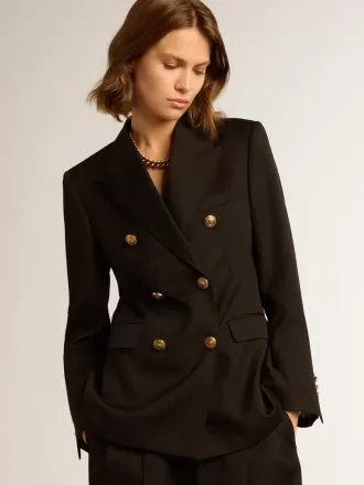 Sort dobbeltradet blazer til kvinder