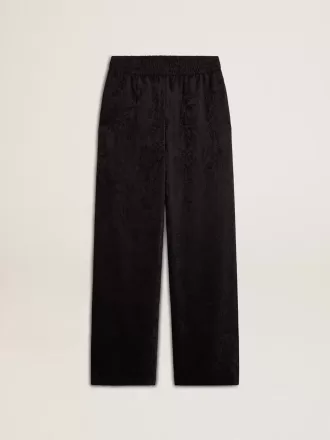 Sort joggingbukser til kvinder med tone-i-tone toile de jouy-print