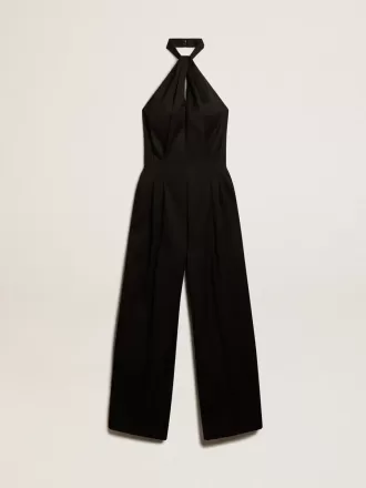 Sort jumpsuit i uldgabardine