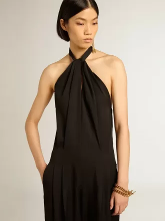 Sort jumpsuit i uldgabardine