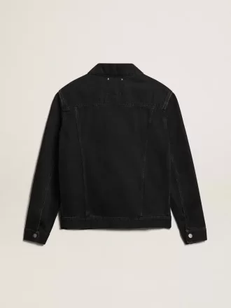 Sort one-wash denimjakke til mænd