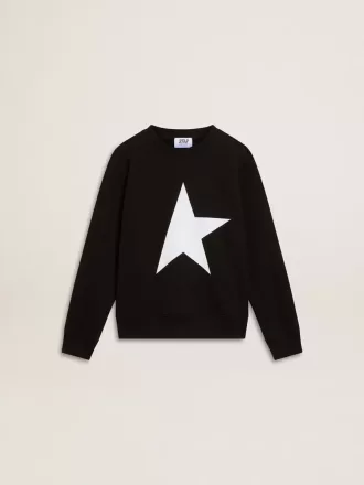 Sort sweatshirt til drenge med hvid maxi-stjerne på fronten