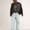 Herrebukser i denim med slidt look